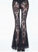 Gothic Black Sexy High Waist Lace Openwork Trousers Perspective Stitching Flared Trousers