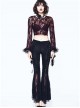 Gothic Black Vision Lace Stitching Elasticity Tight Trousers