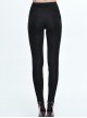 Gothic Pure Black High Waist Grid Lace Stitching Tight Trousers