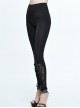 Gothic Pure Black High Waist Grid Lace Stitching Tight Trousers