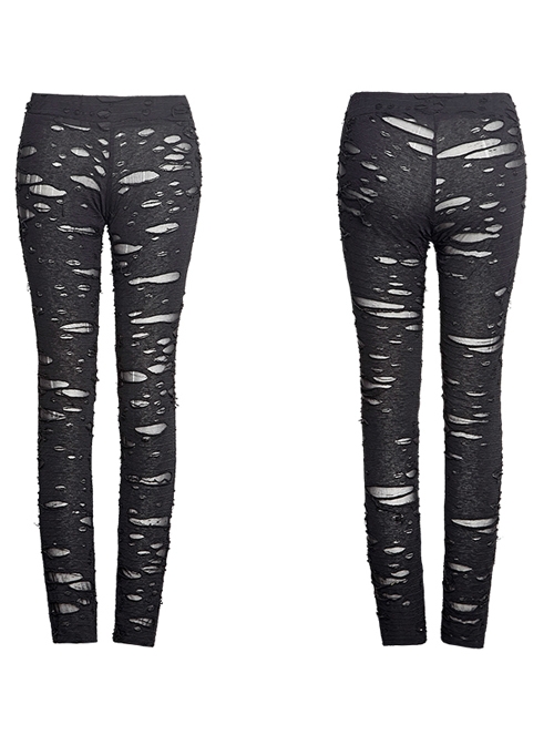 Gothic Retro Broken Mesh Black Or Red Leggings