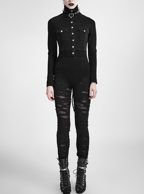 Gothic Retro Broken Mesh Black Or Red Leggings