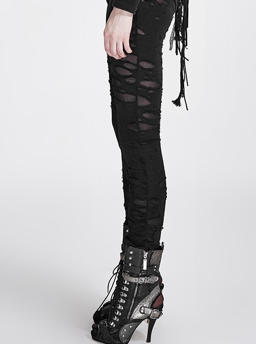 Gothic Retro Broken Mesh Black Or Red Leggings