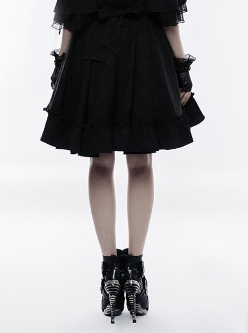 Black Gothic Lolita High Waist Bubble Jacquard Skirt