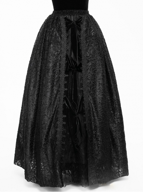 Gothic Black Lace Embroidery Long Ball Skirt