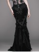 Romantic Gothic Sexy Black Flower Fishtail Skirt