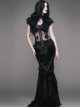 Romantic Gothic Sexy Black Flower Fishtail Skirt