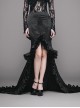 Gothic Slim Black Ruffle Big Fishtail Floor Length Skirt