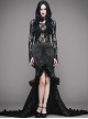 Gothic Slim Black Ruffle Big Fishtail Floor Length Skirt