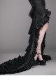Gothic Slim Black Ruffle Big Fishtail Floor Length Skirt