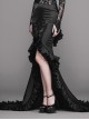 Gothic Slim Black Ruffle Big Fishtail Floor Length Skirt