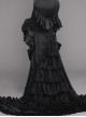 Gothic Slim Black Ruffle Big Fishtail Floor Length Skirt
