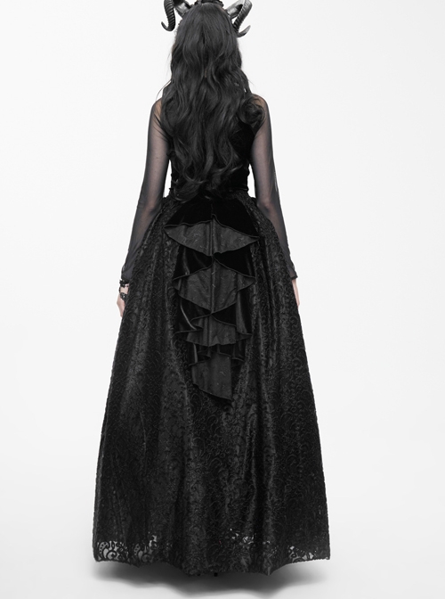 Gothic Black Lace Delicate Embroidery Yarn Skirt Long Pettiskirt