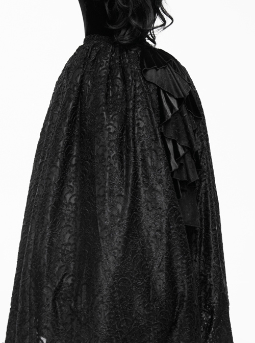 Gothic Black Lace Delicate Embroidery Yarn Skirt Long Pettiskirt