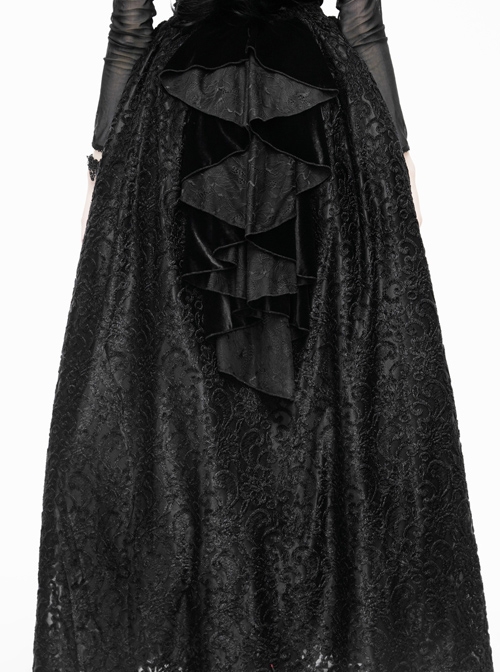 Gothic Black Lace Delicate Embroidery Yarn Skirt Long Pettiskirt