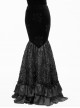 Gothic Black Slim Embroidered Stitching Fishtail Long Skirt
