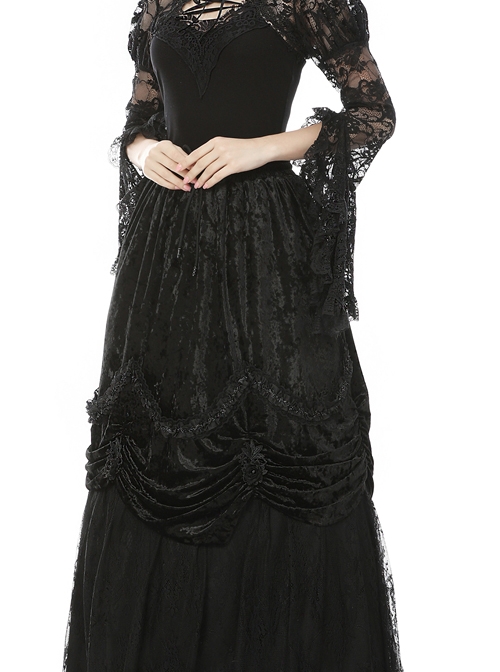 Gothic Black Gorgeous Frilly Maxi Skirt