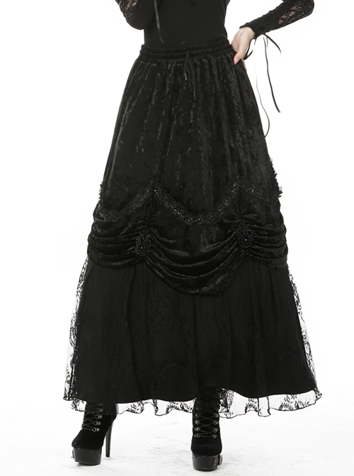 Gothic Black Gorgeous Frilly Maxi Skirt