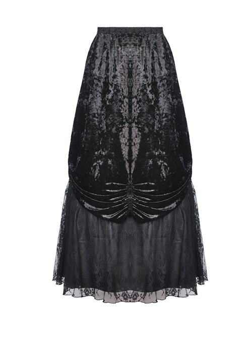 Gothic Black Gorgeous Frilly Maxi Skirt