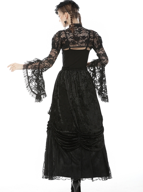 Gothic Black Gorgeous Frilly Maxi Skirt