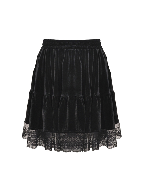 Gothic Daily Easy-matching Black Velvet Short Skirt - Magic Wardrobes