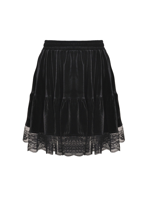 Gothic Daily Easy-matching Black Velvet Short Skirt