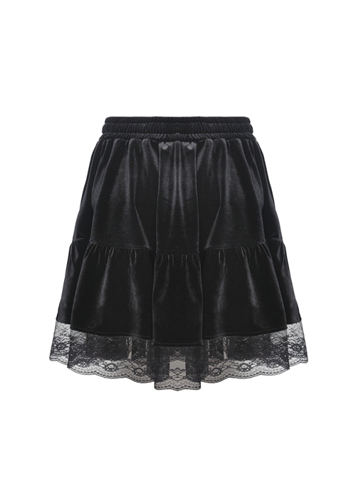 Gothic Daily Easy-matching Black Velvet Short Skirt