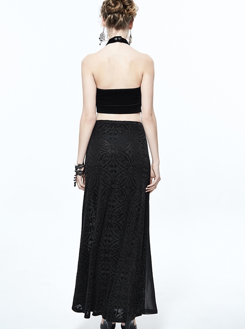 Gothic Black Translucent Sexy Mesh Yarn Long Skirt