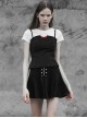 Gothic Black Multi-piece Chiffon Fitted Cool Safety Trousers Half Skirt
