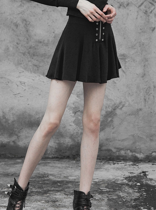 Gothic Black Multi-piece Chiffon Fitted Cool Safety Trousers Half Skirt