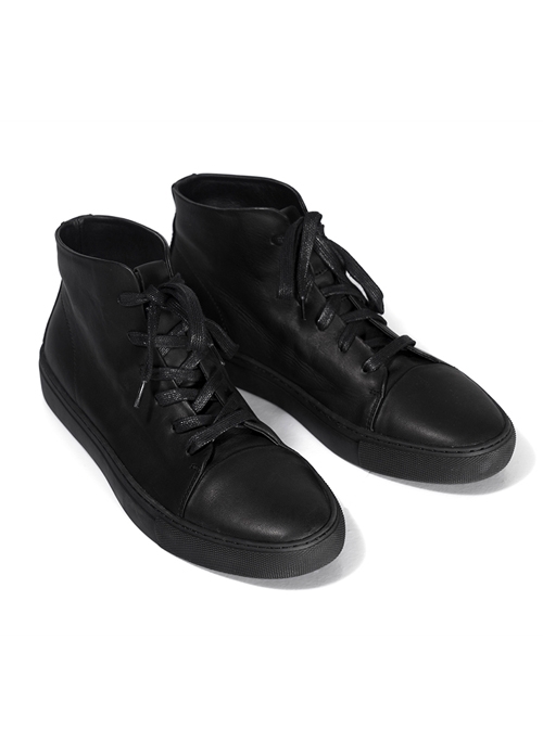 Black Leather Anti-war Embroidery Women's High Upper Casual Shoes