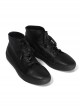 Black Leather Anti-war Embroidery Women's High Upper Casual Shoes