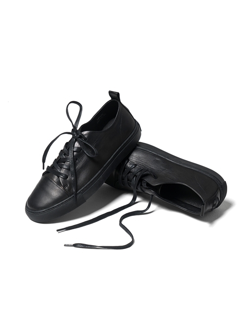 Black Leather Embroidered Low Upper Men's Casual Shoes