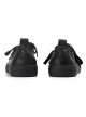 Black Leather Embroidered Low Upper Men's Casual Shoes