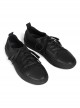 Black Leather Embroidery Low Upper Women's Casual Shoes