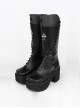 Gothic Black Cross Rivet PU Leather Punk High Heel Boots
