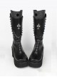 Gothic Black Cross Rivet PU Leather Punk High Heel Boots