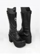 Gothic Black Cross Rivet PU Leather Punk High Heel Boots