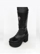 Gothic Black Cross Rivet PU Leather Punk High Heel Boots