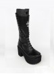 Gothic Black Cross Rivet PU Leather Punk High Heel Boots