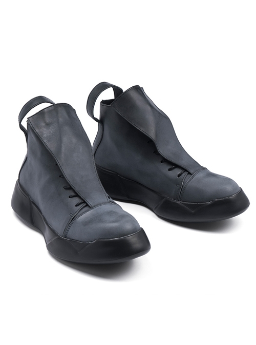 Steampunk Gothic Black Thick Sole Men's Casual Shoes