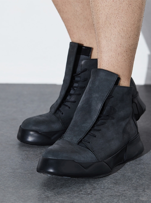 Steampunk Gothic Black Thick Sole Men's Casual Shoes