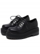 Punk Gothic Pure Black Lace-up Women's Middle-heel Platform Shoes