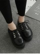 Punk Gothic Pure Black Lace-up Women's Middle-heel Platform Shoes