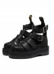 Punk Gothic Pure Black Thick Soles Harajuku Style Roman Sandals