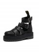 Punk Gothic Pure Black Thick Soles Harajuku Style Roman Sandals