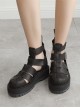 Punk Gothic Pure Black Thick Soles Harajuku Style Roman Sandals