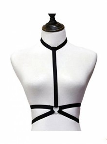 Sexy Black Hollow Out Elastic Gothic Harness Bra