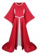 Medieval Retro Court Lace Horn Sleeves High Waist Slim Large Hem Dress