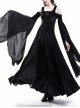 Black Stretch Velvet Off-the-Shoulder Medieval Dress